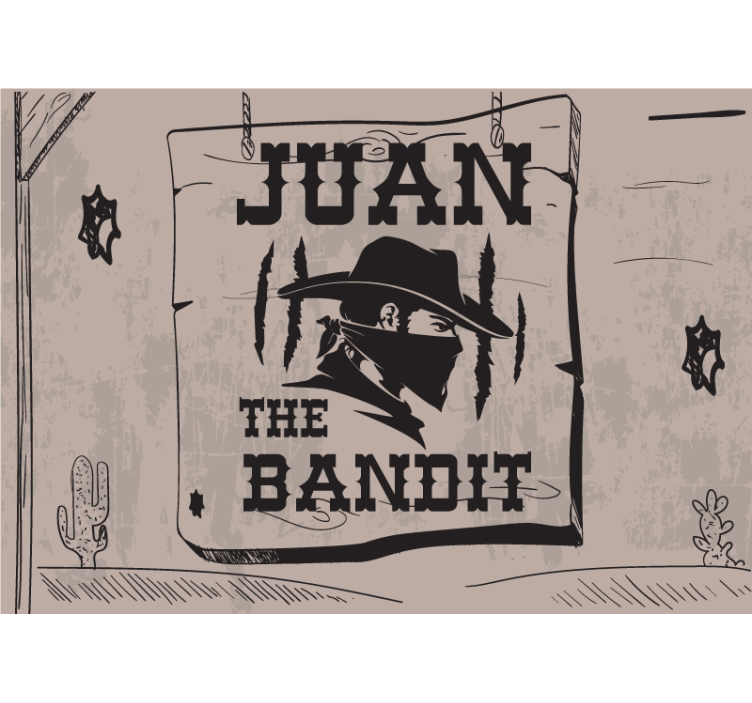 Wall mural text personalized bandit theme - TenStickers