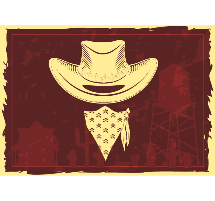 Childrens bedroom wall mural cowboy hat and bandana - TenStickers