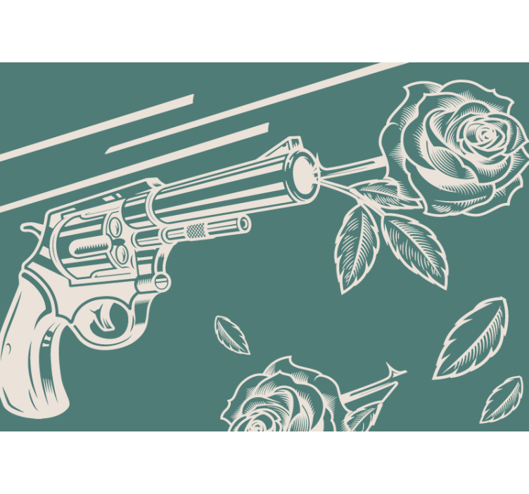 Urban art wall mural gun and rose - TenStickers