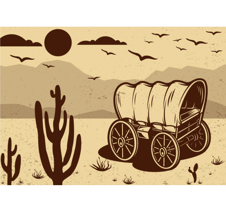 Desert Landscape Wagon childrens bedroom wall mural - TenStickers