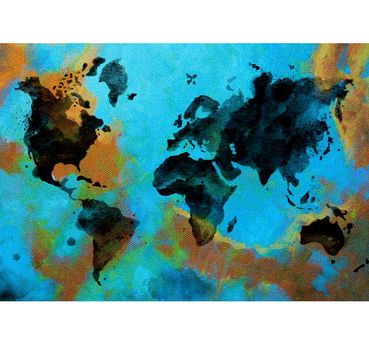 Painted world map world map wall mural - TenStickers