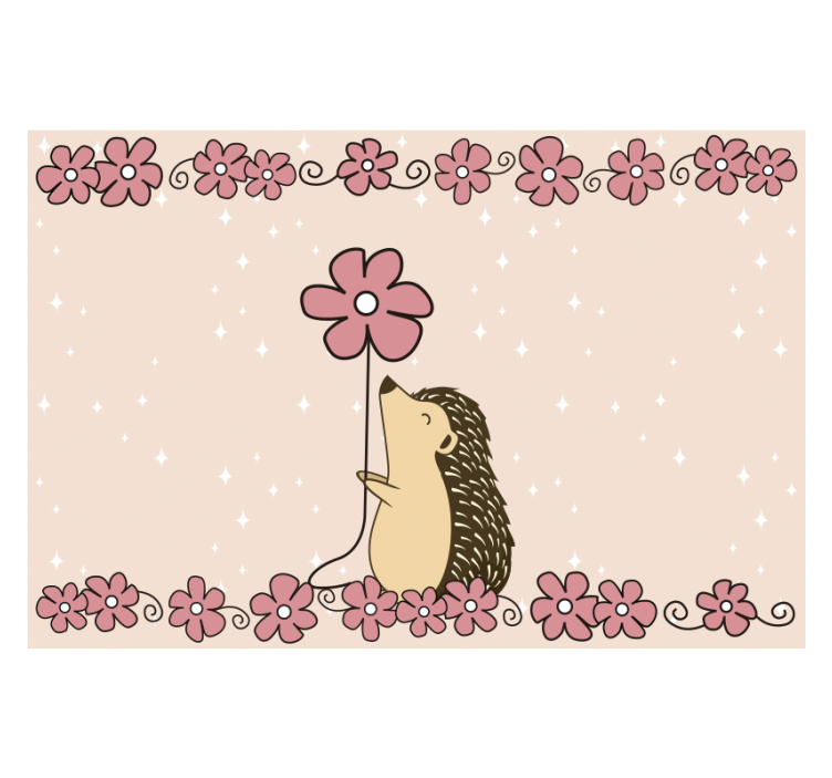 Hedgehog and Flower wall mural animals - TenStickers