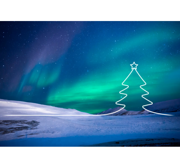 Wall mural christmas northern lights landscape - TenStickers