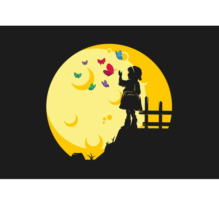 Wall mural nursery child silhouette butterflies - TenStickers