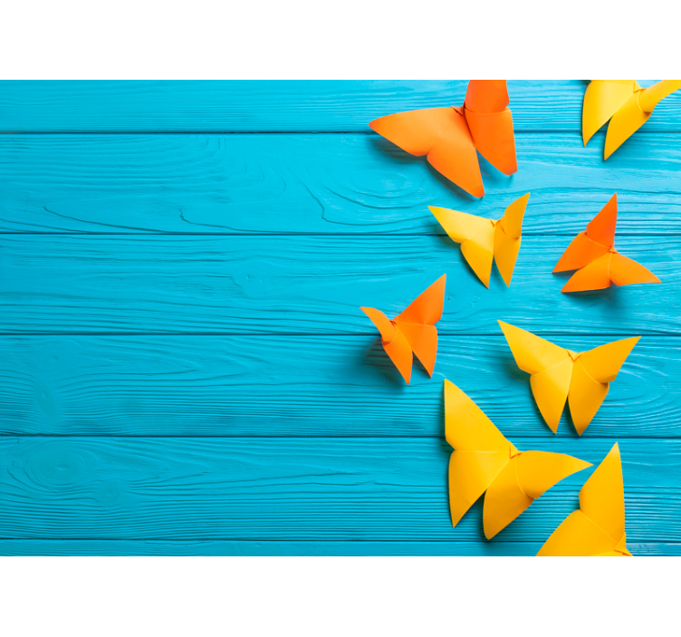 Colorful Paper Butterflies wall mural wood - TenStickers