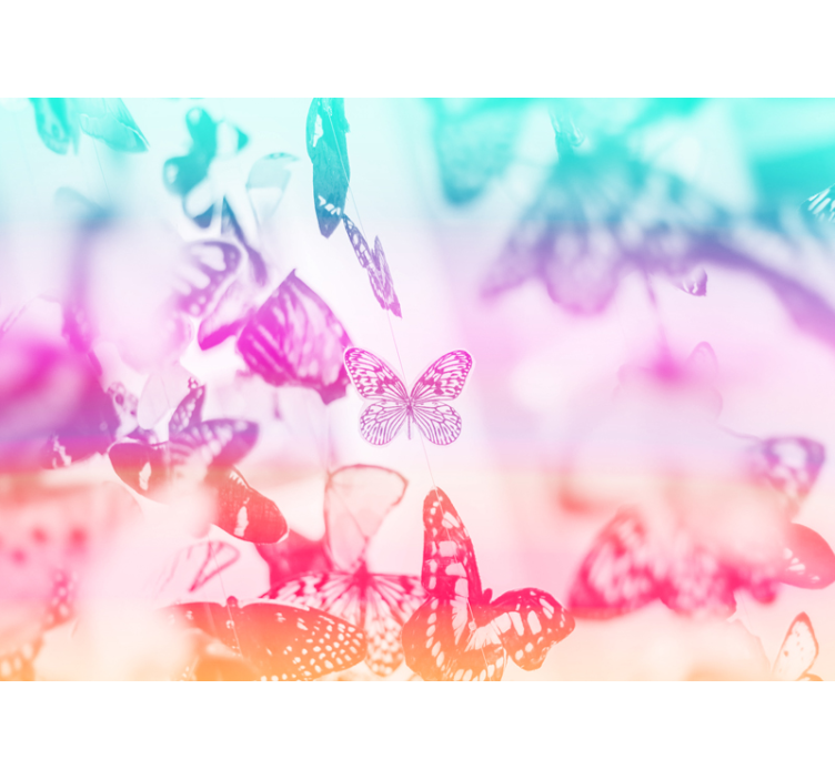 Flowers wall mural butterfly garden landscape - TenStickers