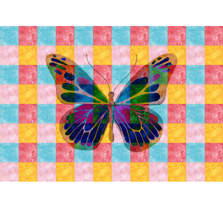 Flowers wall mural colorful butterfly design - TenStickers