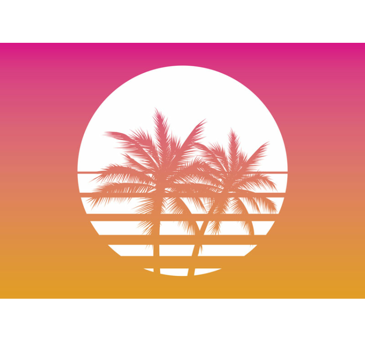 Palm Sunset Silhouette nature wall mural - TenStickers