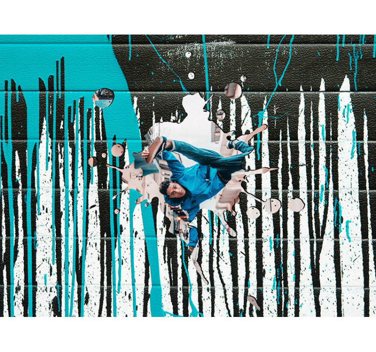 Urban art wall mural dynamic skateboarder scene - TenStickers