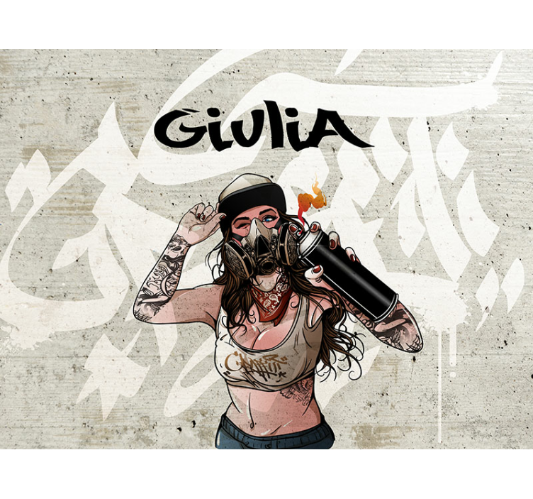 graffiti woman with name custom wall mural - TenStickers