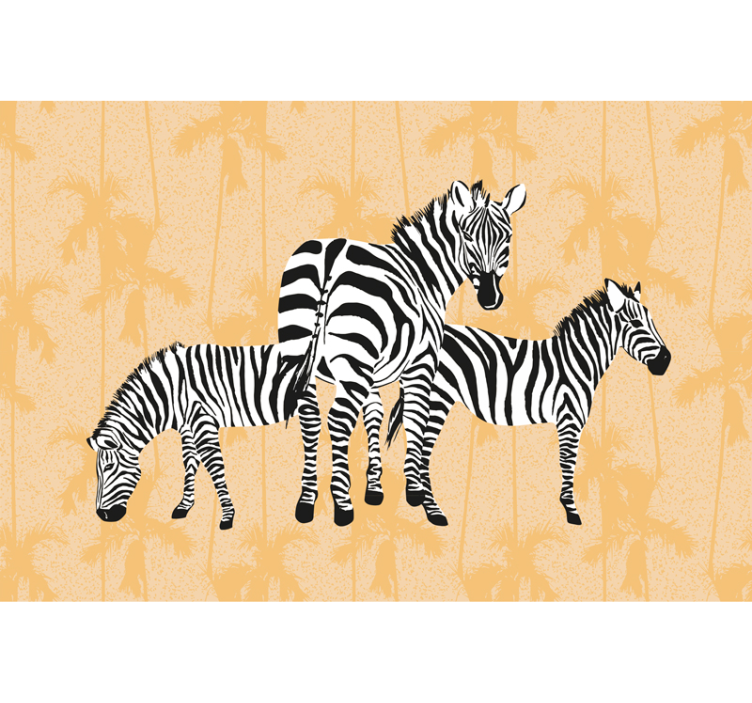 Stylized Zebra Trio wall mural animals - TenStickers