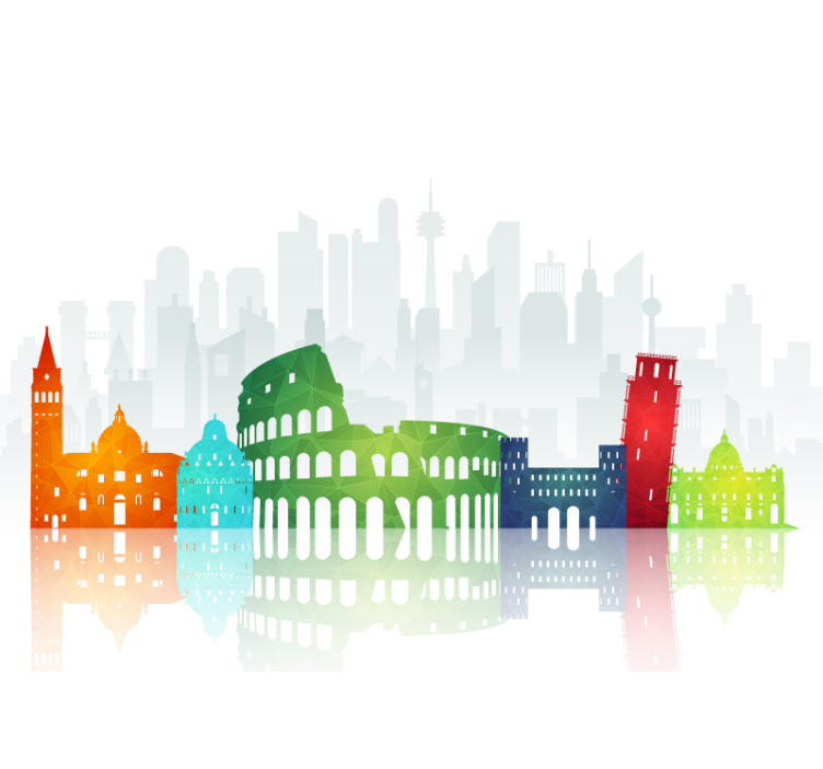 Wall mural city colorful urban skylines - TenStickers