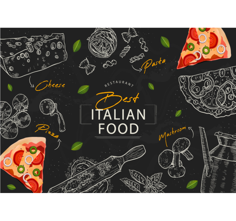 Wall mural music italian culinary treats - TenStickers