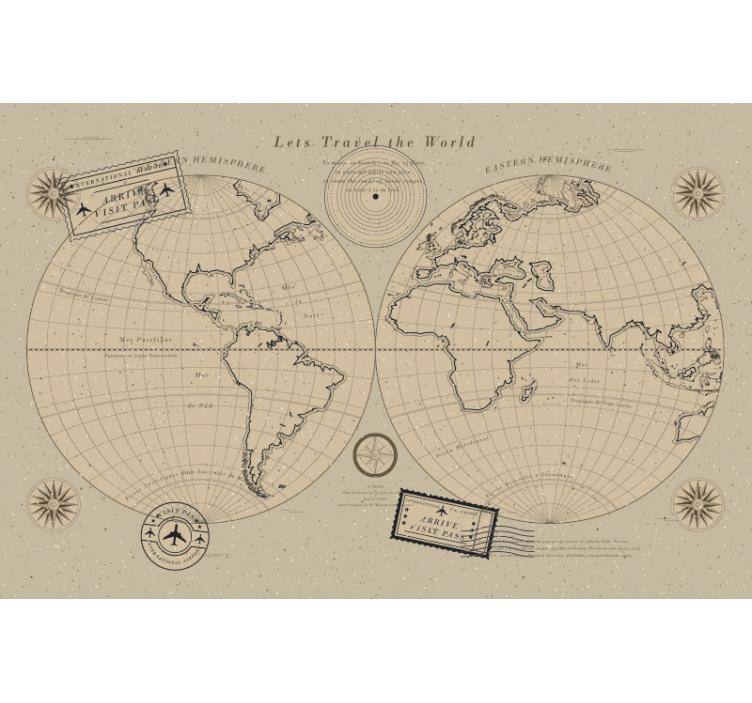 Wall mural world map vintage global map - TenStickers
