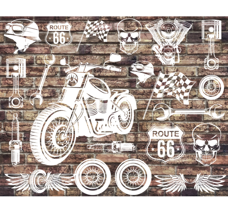 Automotive wall murals motorcycle route 66 - TenStickers