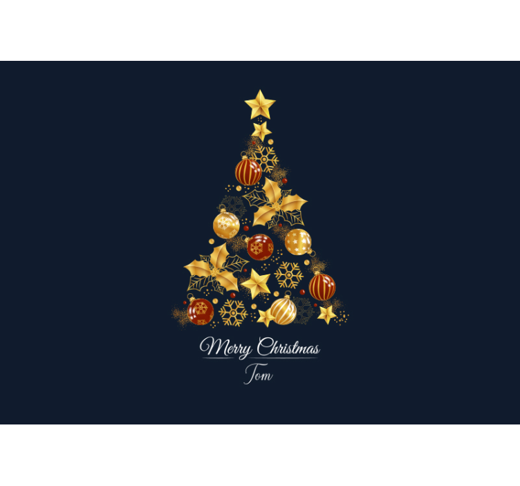 Gold tree wall mural christmas - TenStickers