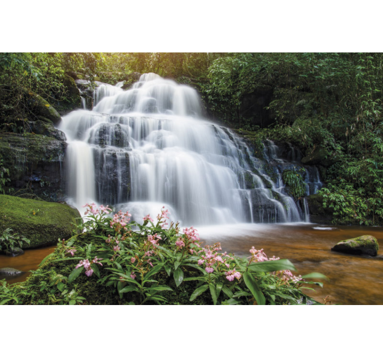 Waterfall wall mural lush waterfall scene - TenStickers