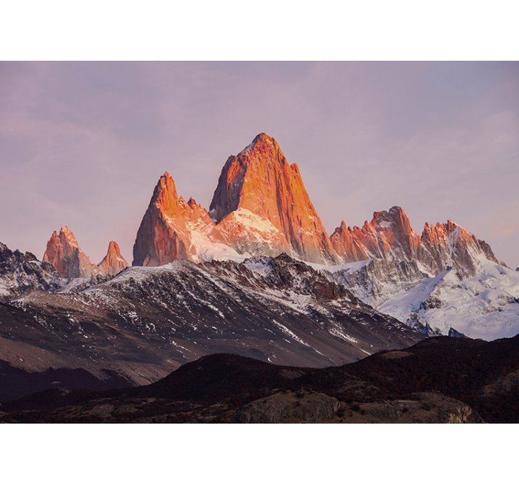 Sunset Snowy Peaks mountain wall mural - TenStickers