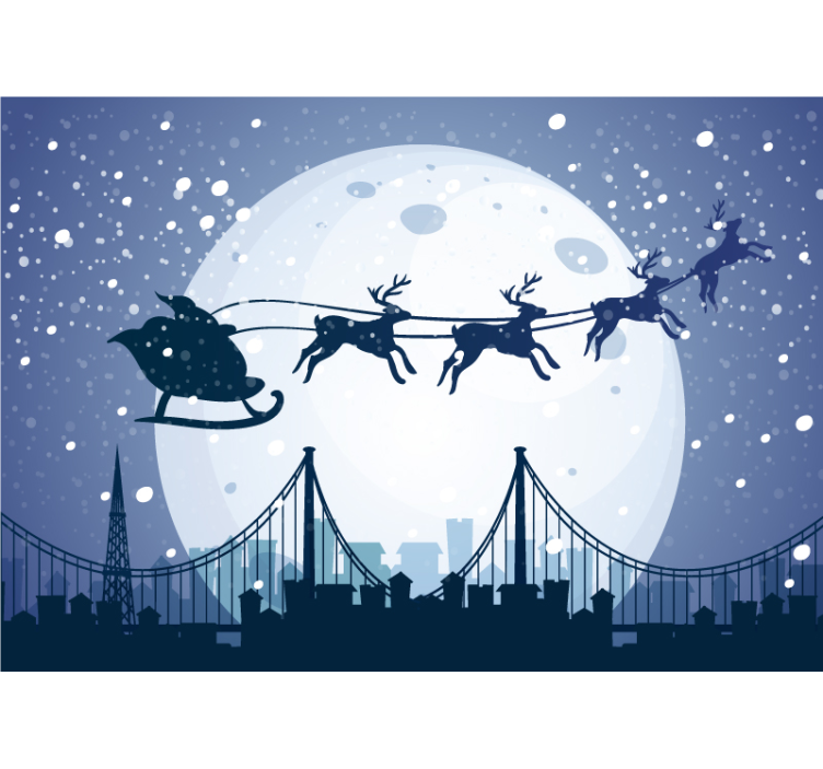 Santas sleigh silhouette wall mural christmas - TenStickers