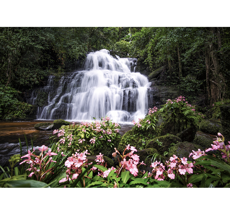 Nature wall mural opulent waterfall landscape - TenStickers