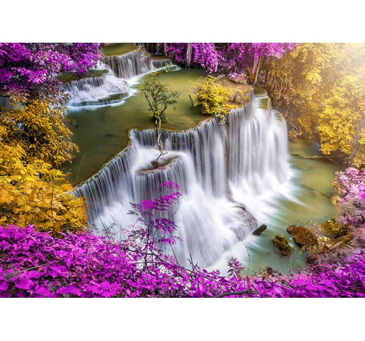 Nature wall mural flowing waterfall scene - TenStickers