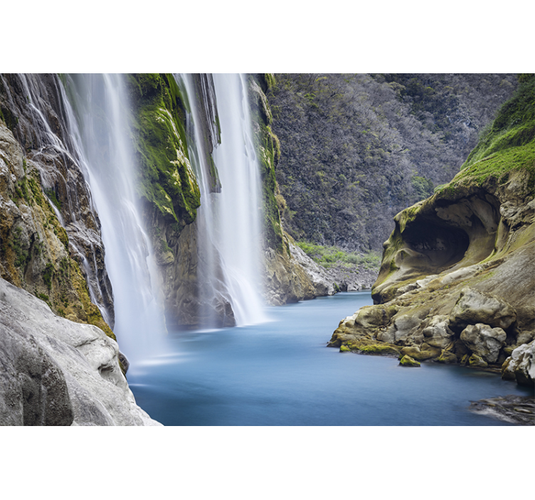 Waterfall wall mural serene waterfall view - TenStickers