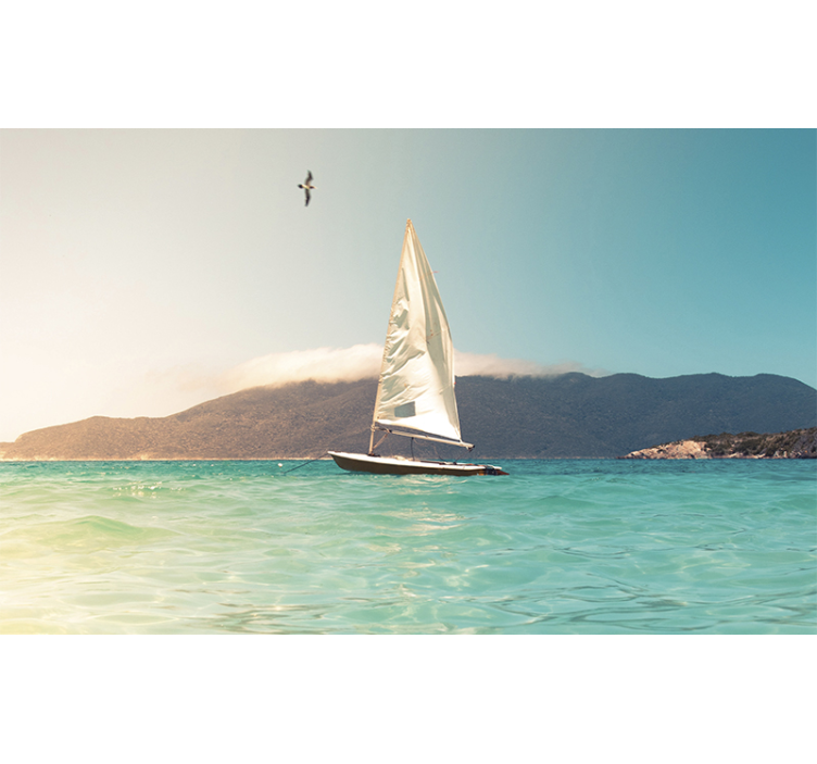 Sailing boat on bright water wall mural - TenStickers