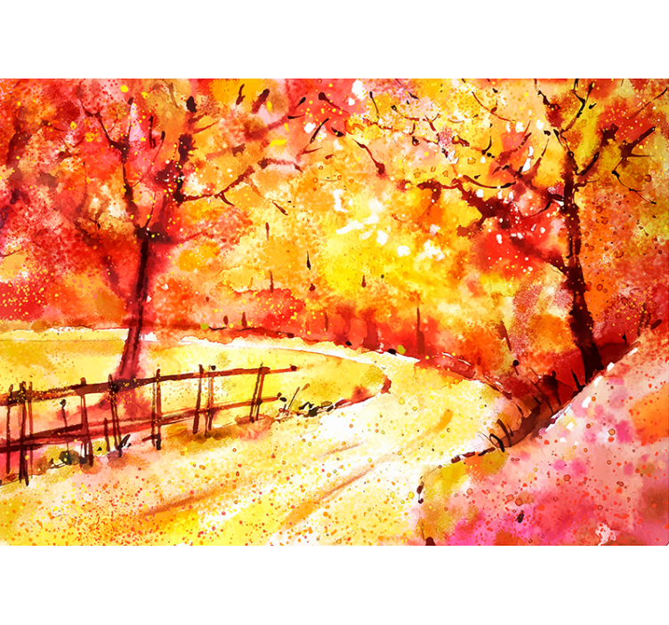 Autumn scenic path landscape wall mural - TenStickers