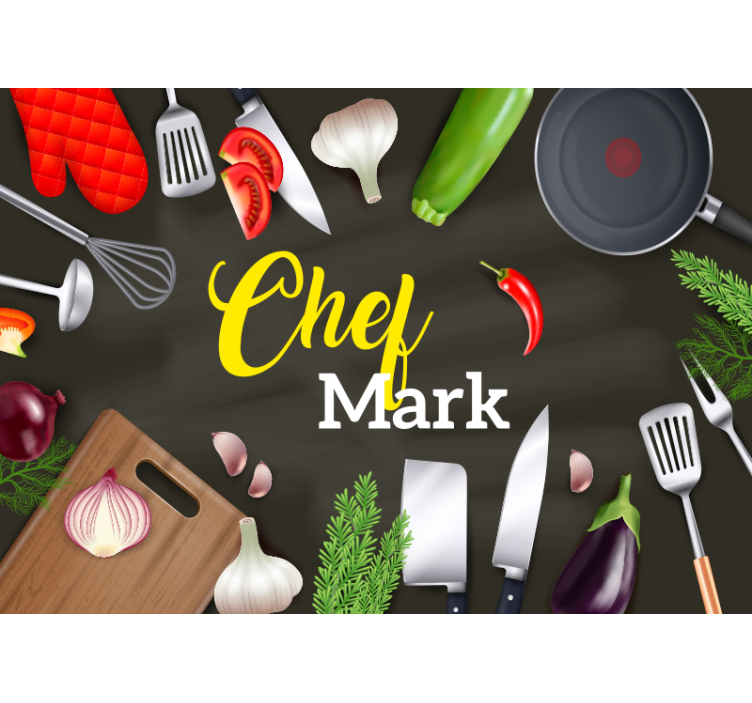 Dining room wall mural with chef personalization - TenStickers