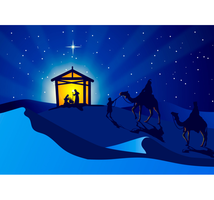 Nativity Scene Silhouette wall mural christmas - TenStickers
