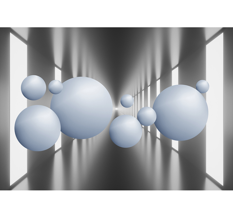 Floating Spheres Arrangement 3d mural wallpaper - TenStickers