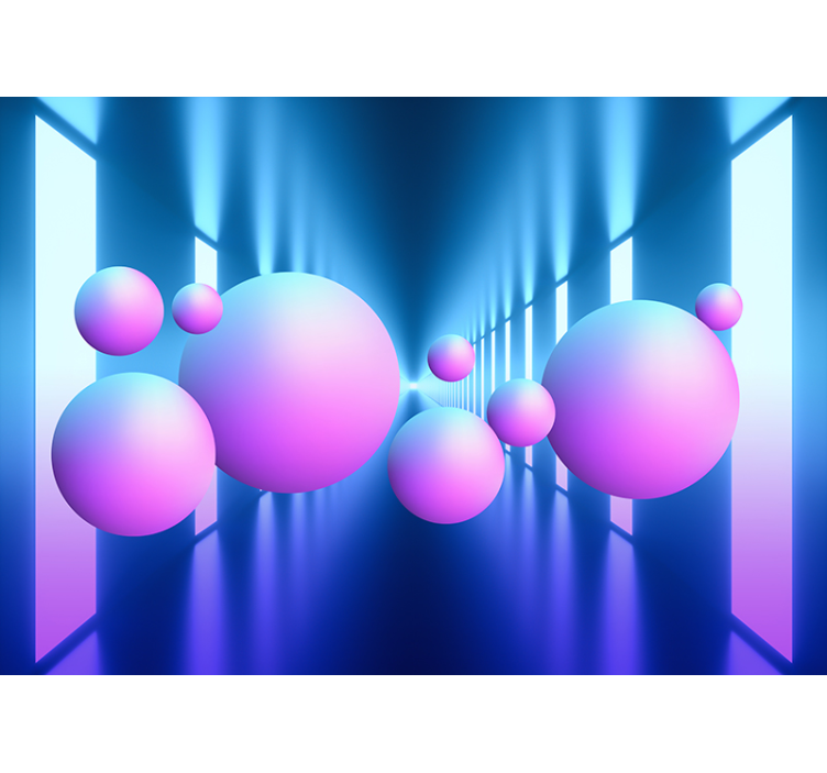 Abstract mural wallpaper floating spheres illusion - TenStickers