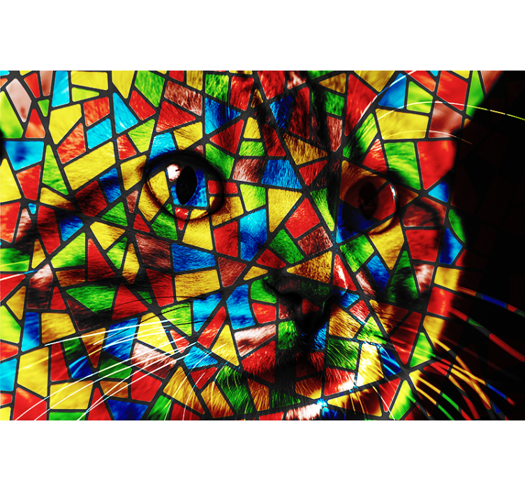 Wall mural animals colorful cat mosaic - TenStickers