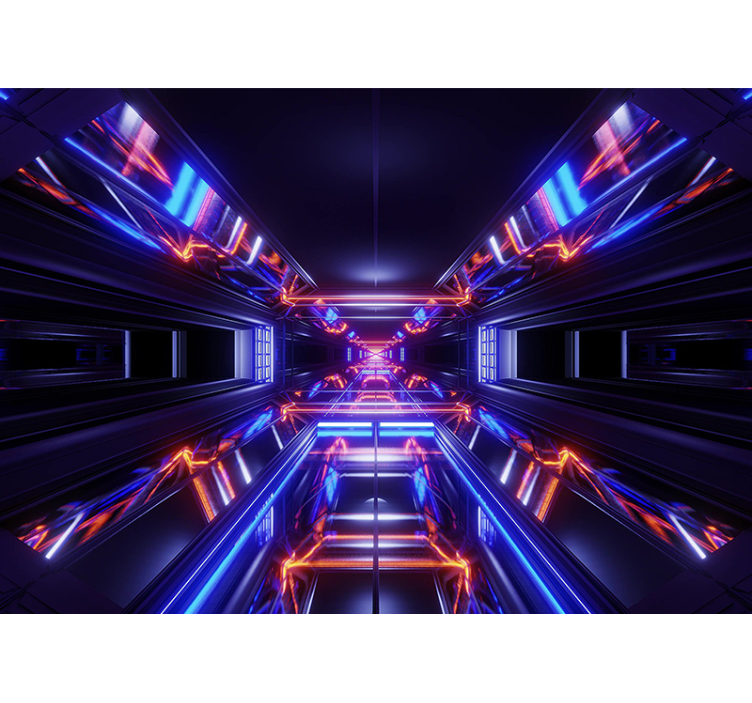 Abstract mural wallpaper futuristic neon path - TenStickers