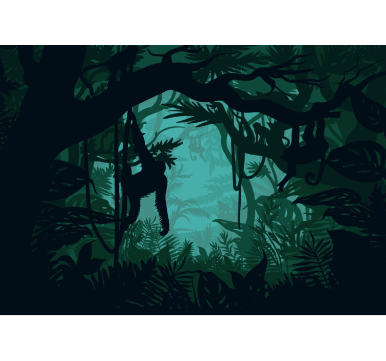 Wall mural jungle lush jungle scene - TenStickers