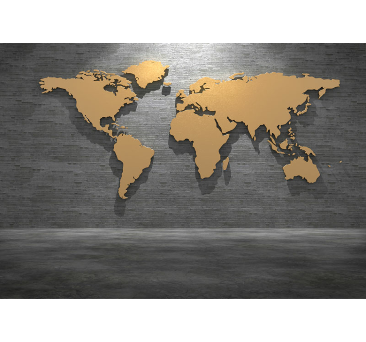 Wall mural world map golden world map - TenStickers