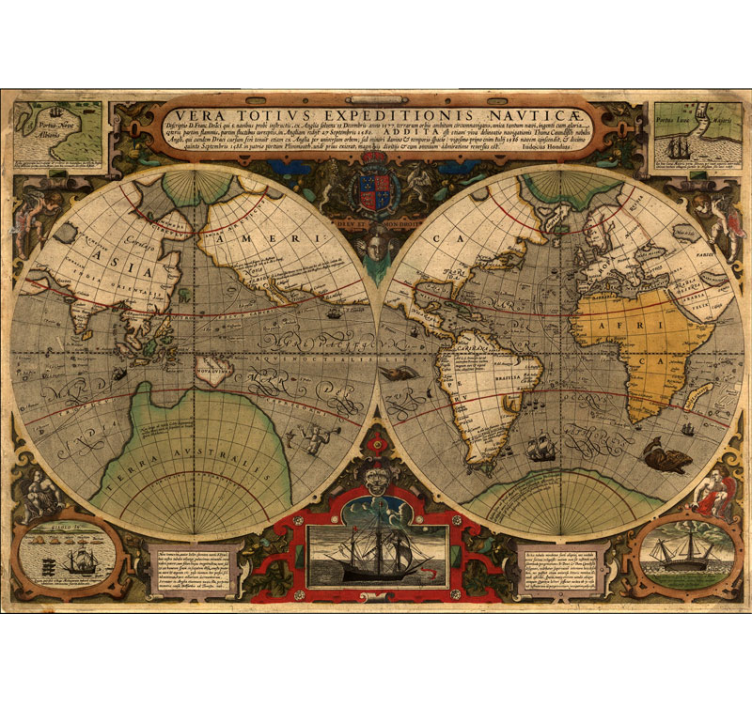 Retro Global Map wall mural world map - TenStickers