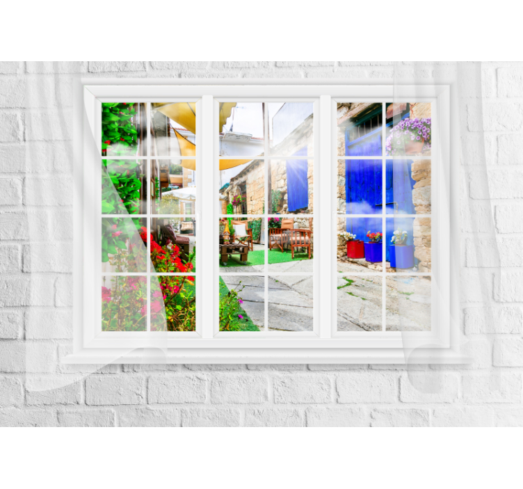 Wall mural city tranquil courtyard scene - TenStickers