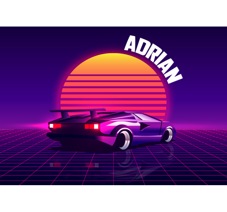 Automotive wall murals retro racing car art - TenStickers