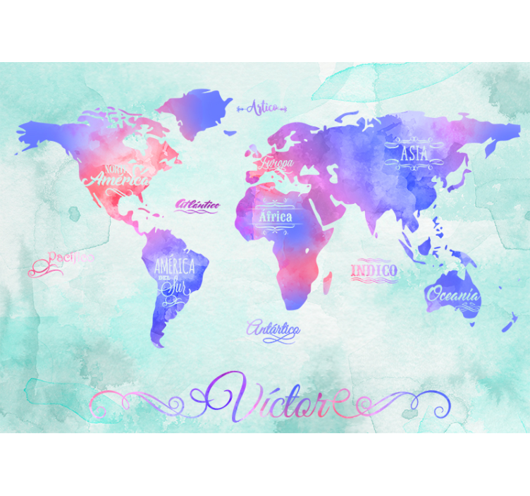 Wall mural world map with world map design - TenStickers