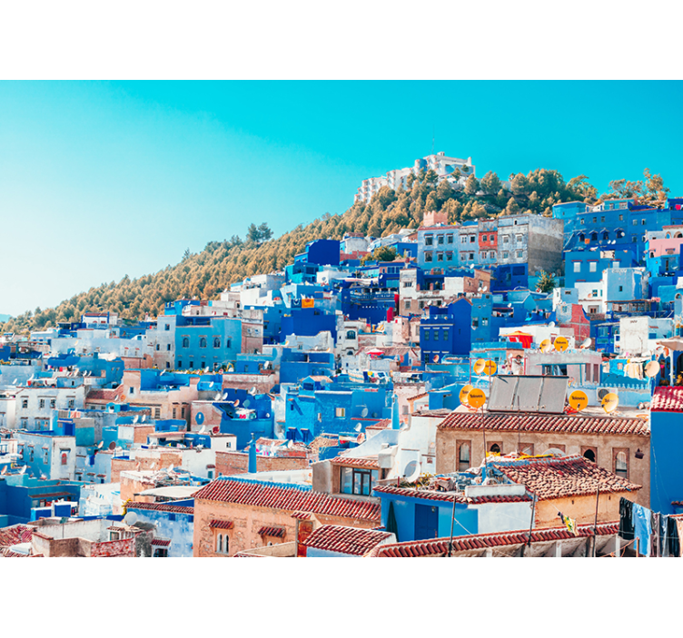 Blue Medina Cityscape wall mural city - TenStickers