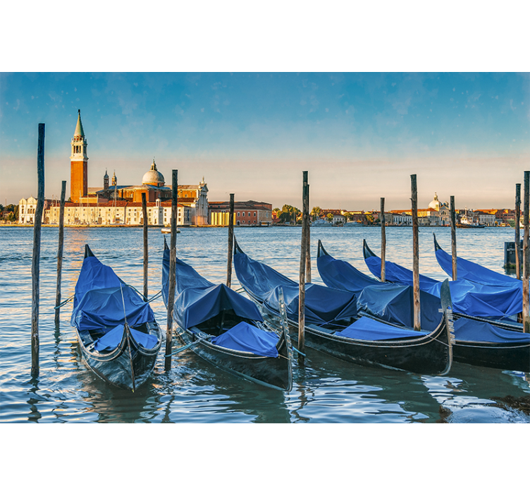 Wall mural city venetian gondolas scene - TenStickers
