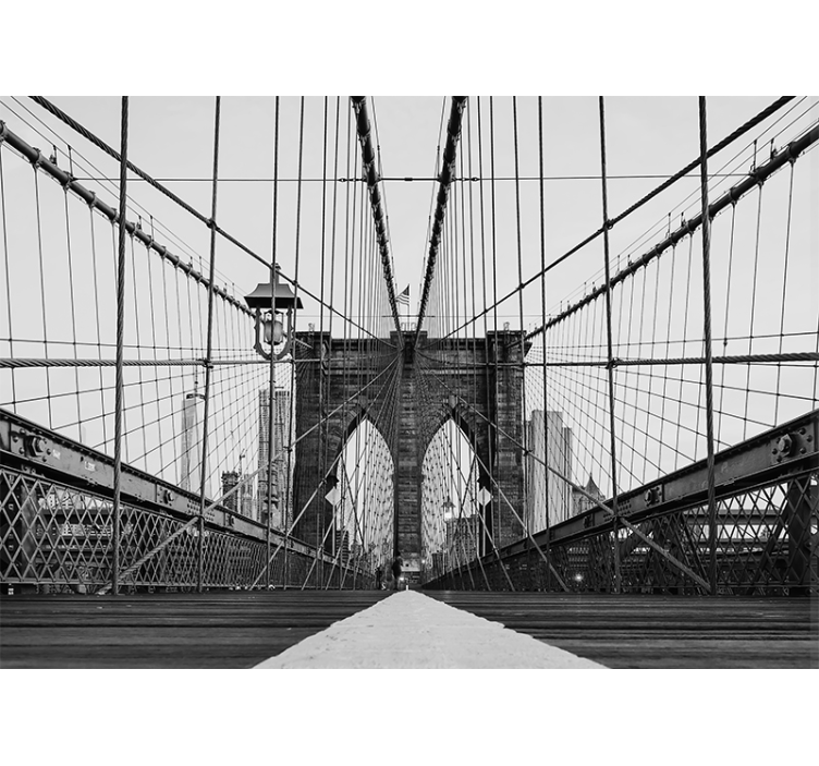 Wall mural city brooklyn bridge perspective view - TenStickers