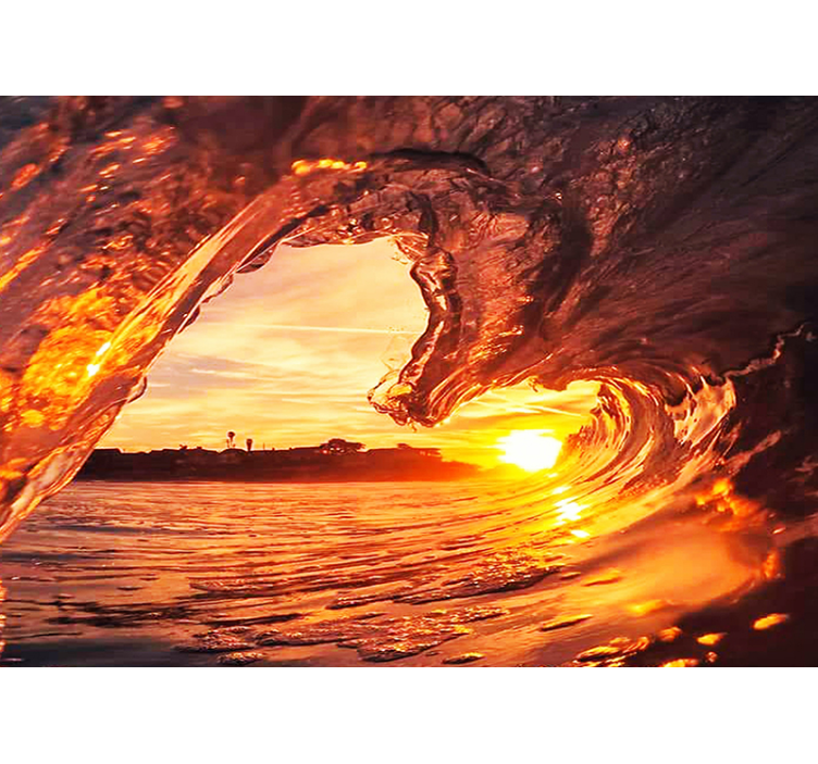 Sunset Splashing Wave sea wall mural - TenStickers