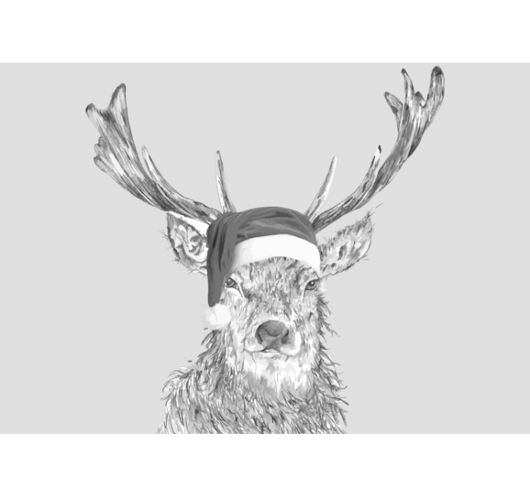 Wall mural animals reindeer in a hat - TenStickers