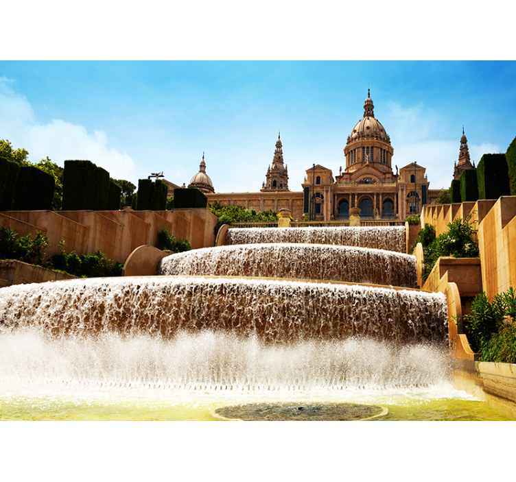 Wall mural city fountain in barcelona - TenStickers