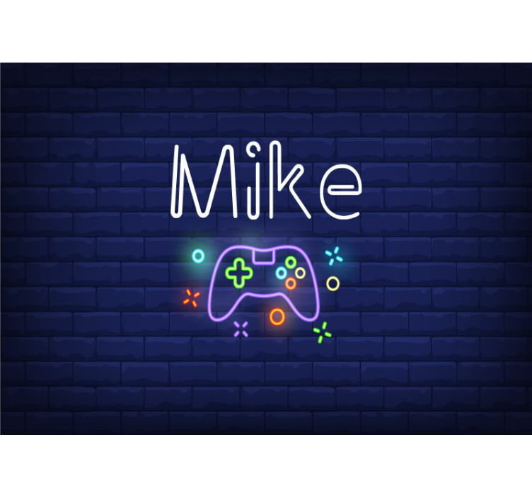 Console controller with neon light custom mural - TenStickers