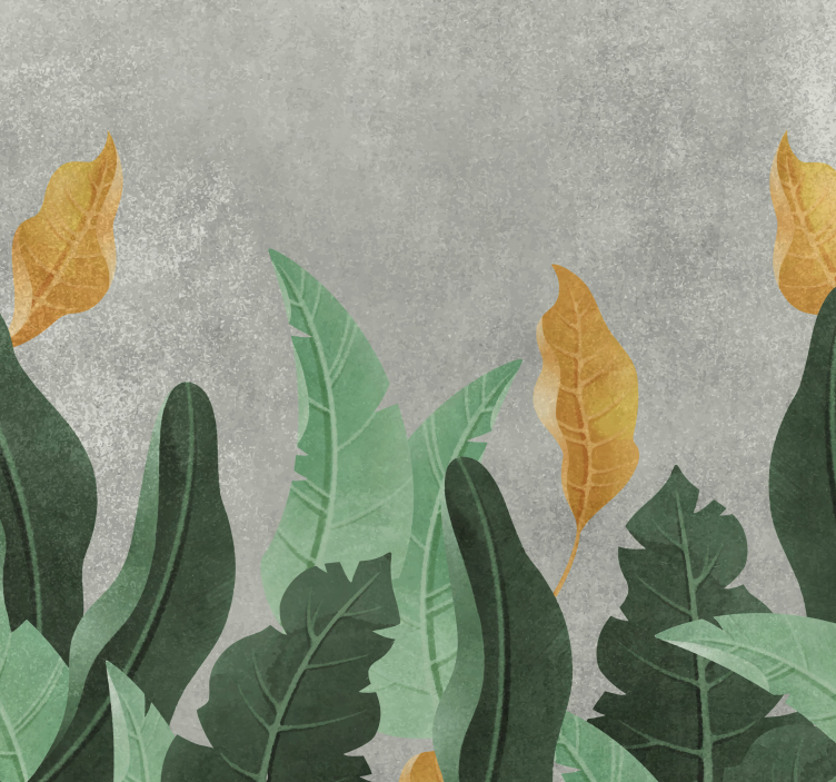 Plants on concrete living room wall mural - TenStickers