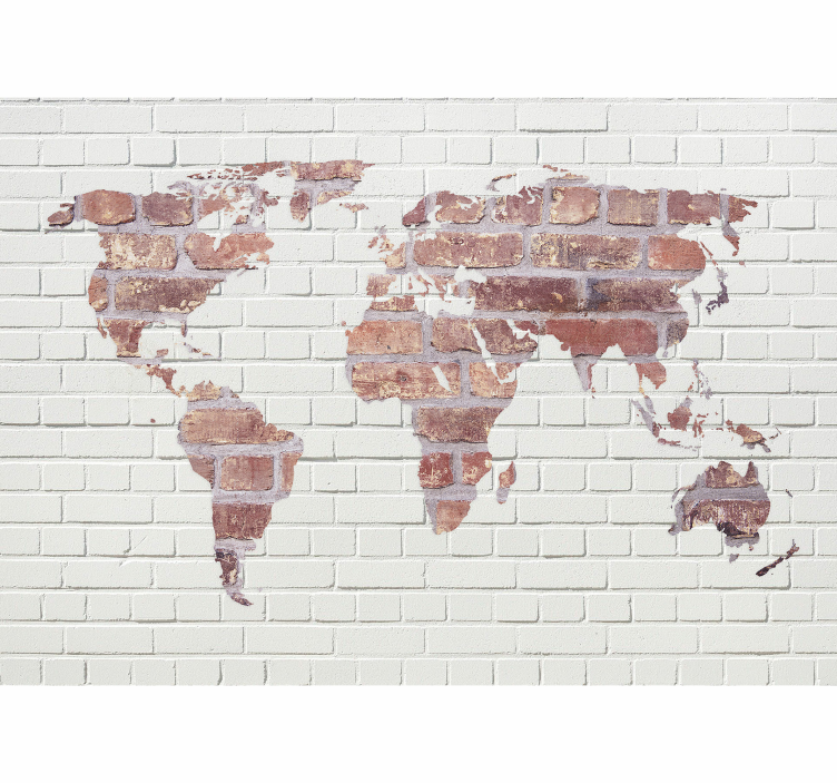 Wall mural world map brick - TenStickers