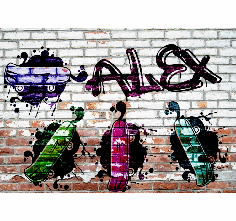 Urban art wall mural colorful skateboard design - TenStickers